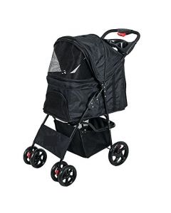 Pet Stroller with 4 Wheel Black