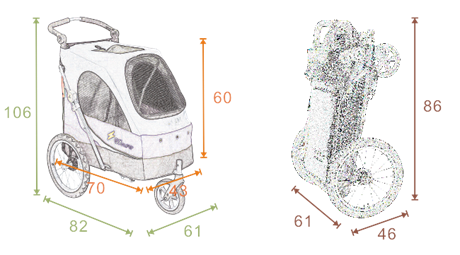 Safari Pet Stroller with Grooming Table  - grey/black - Medium