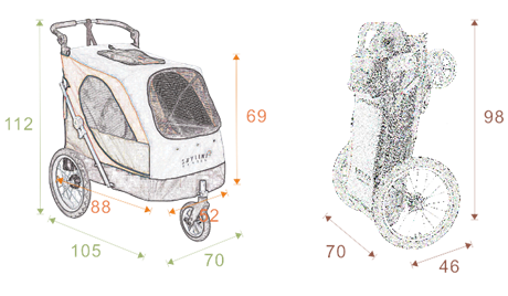 SkyLine Pet Stroller with Grooming Table - light green/black - Large