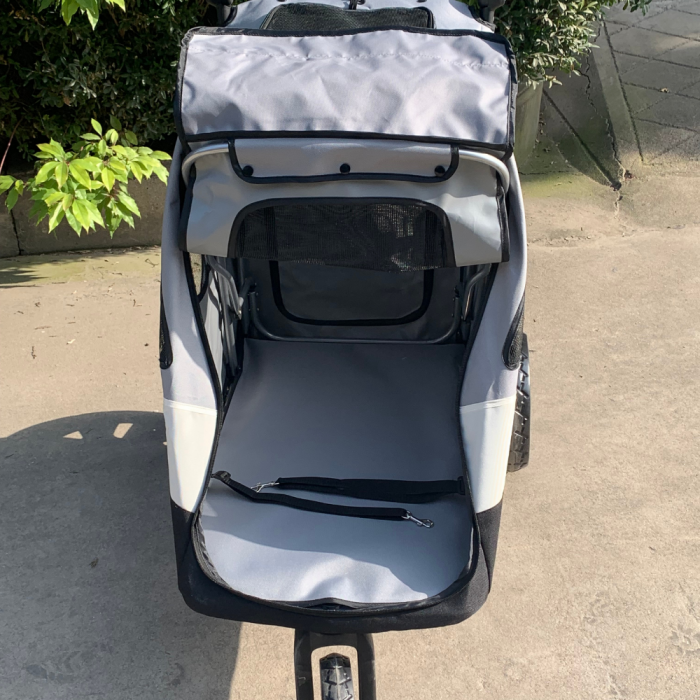 DOG BUGGY DELUXE - 3 WHEELS - GREY