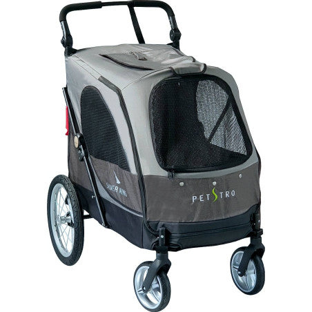 Safari SilverWing 4 Wheel Pet Stroller with Grooming Table - brown/grey